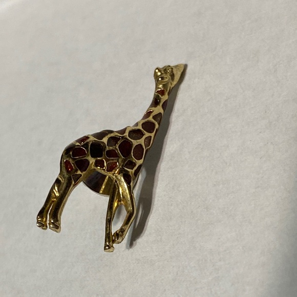 Enanamel & gold giraffe & tiger cat pin brooch jewelry - Picture 10 of 15